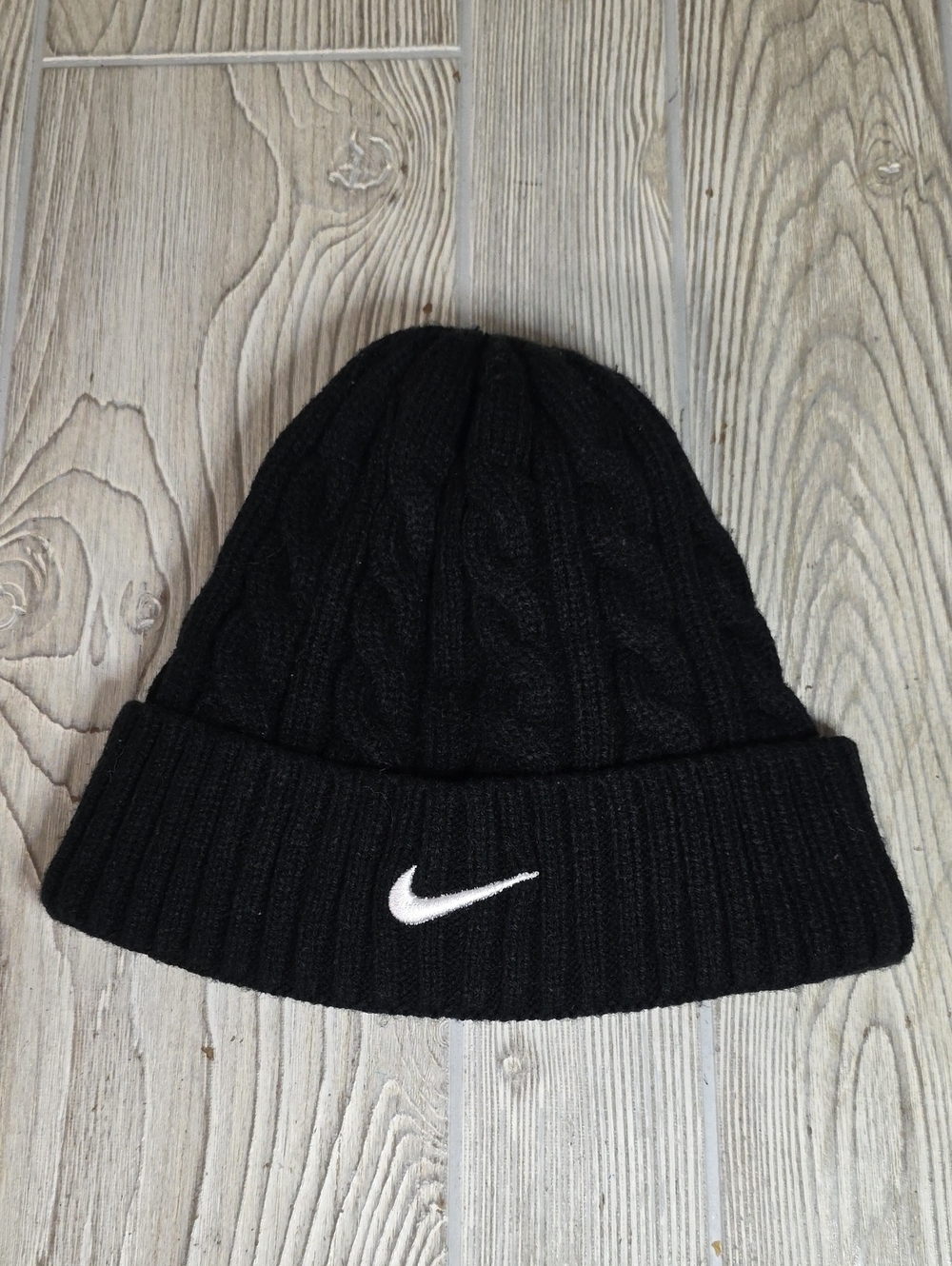 Nike Black Winter Cuffed Logo Beanie Knit Hat